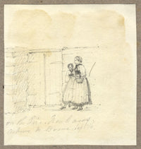 Jane D. Harvey, Figure sul molo, Neuhaus, Svizzera – disegno del XIX secolo