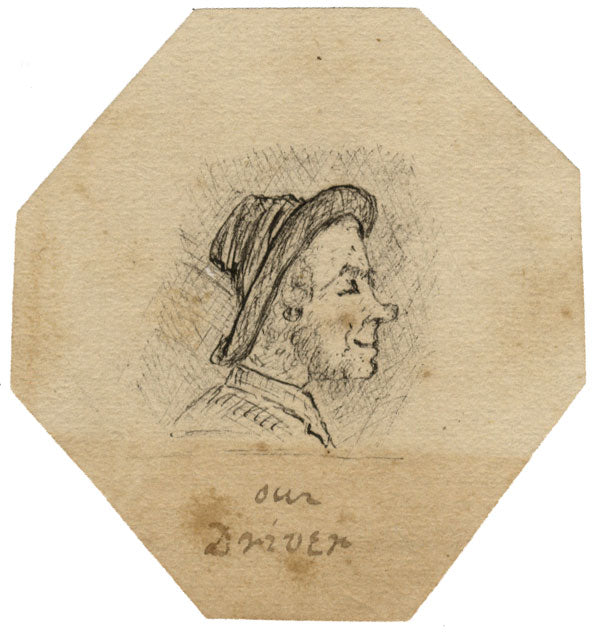 Portrait of a Man Cartoon 'Our Driver' – late 19th-century pen & ink drawing