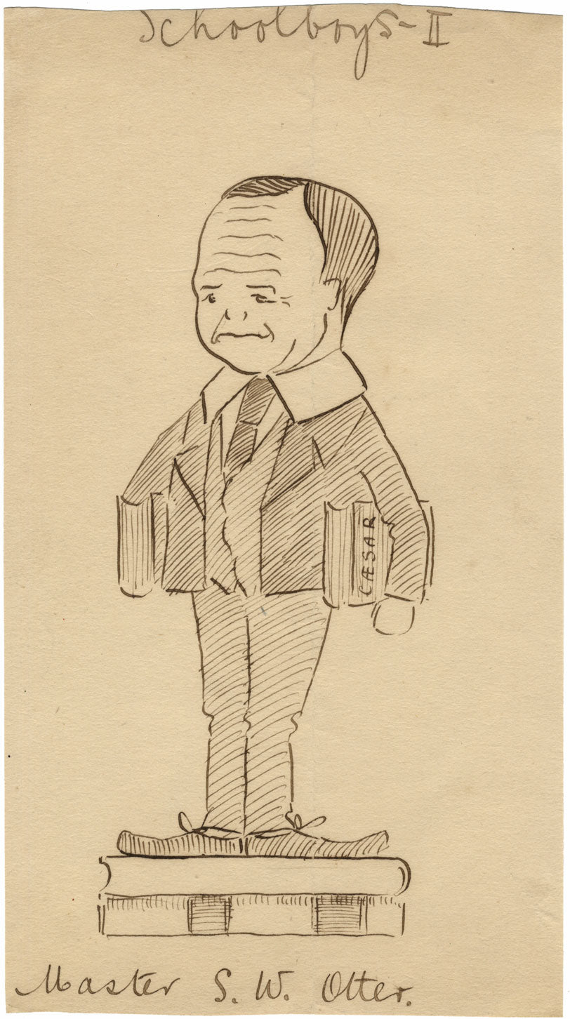 School Boy 'Master S.W. Otter' Cartoon – late 19th-century pen & ink drawing