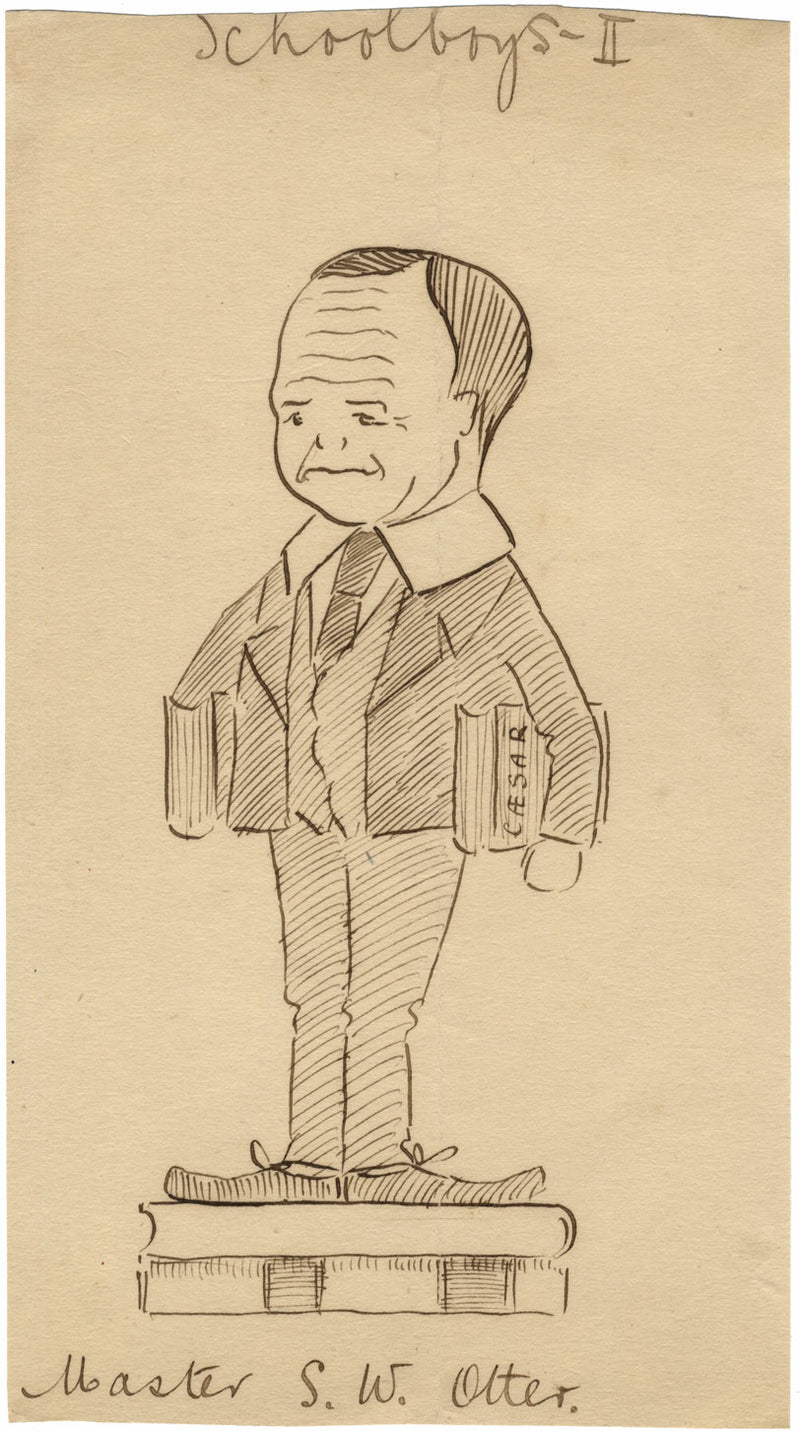 School Boy 'Master S.W. Otter' Cartoon – late 19th-century pen & ink drawing
