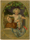 American Chromolithograph Papa! Papa! Child at Window – Original 1881 print