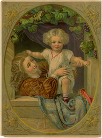American Chromolithograph Papa! Papa! Child at Window – Original 1881 print