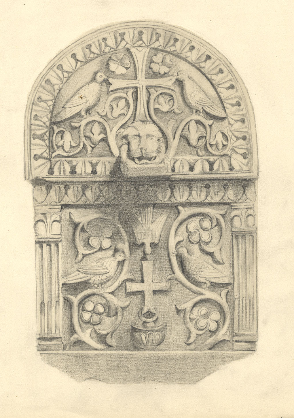 Ellen M. Murray Thomson, Byzantine Ornament – Original c.1910s graphite drawing