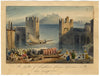 Anghiera Castle from Arona, Lake Maggiore after Samuel Prout –c1830s watercolour