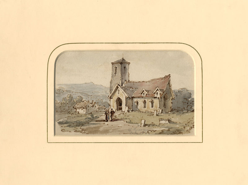 William Burgess of Dover, Country Church with Figures –1829 watercolour painting