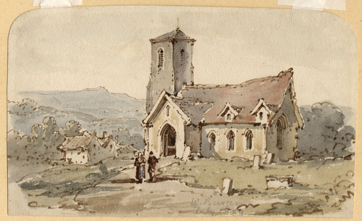 William Burgess of Dover, Country Church with Figures –1829 watercolour painting