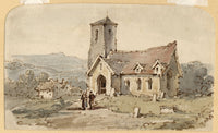 William Burgess of Dover, Country Church with Figures –1829 watercolour painting