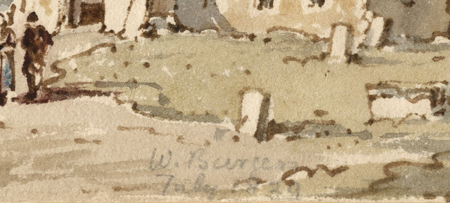 William Burgess of Dover, Country Church with Figures –1829 watercolour painting