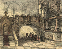 Alfred Crowquill, Church Interior with Procession – mid-19th-century ink drawing