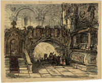 Alfred Crowquill, Church Interior with Procession – mid-19th-century ink drawing