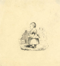 Young Child on Street – Original early 19th-century pen & ink drawing