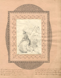 Album Frontispiece 'Love or Folly' Placard – early 19th-century graphite drawing