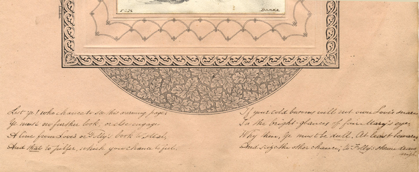 Album Frontispiece 'Love or Folly' Placard – early 19th-century graphite drawing