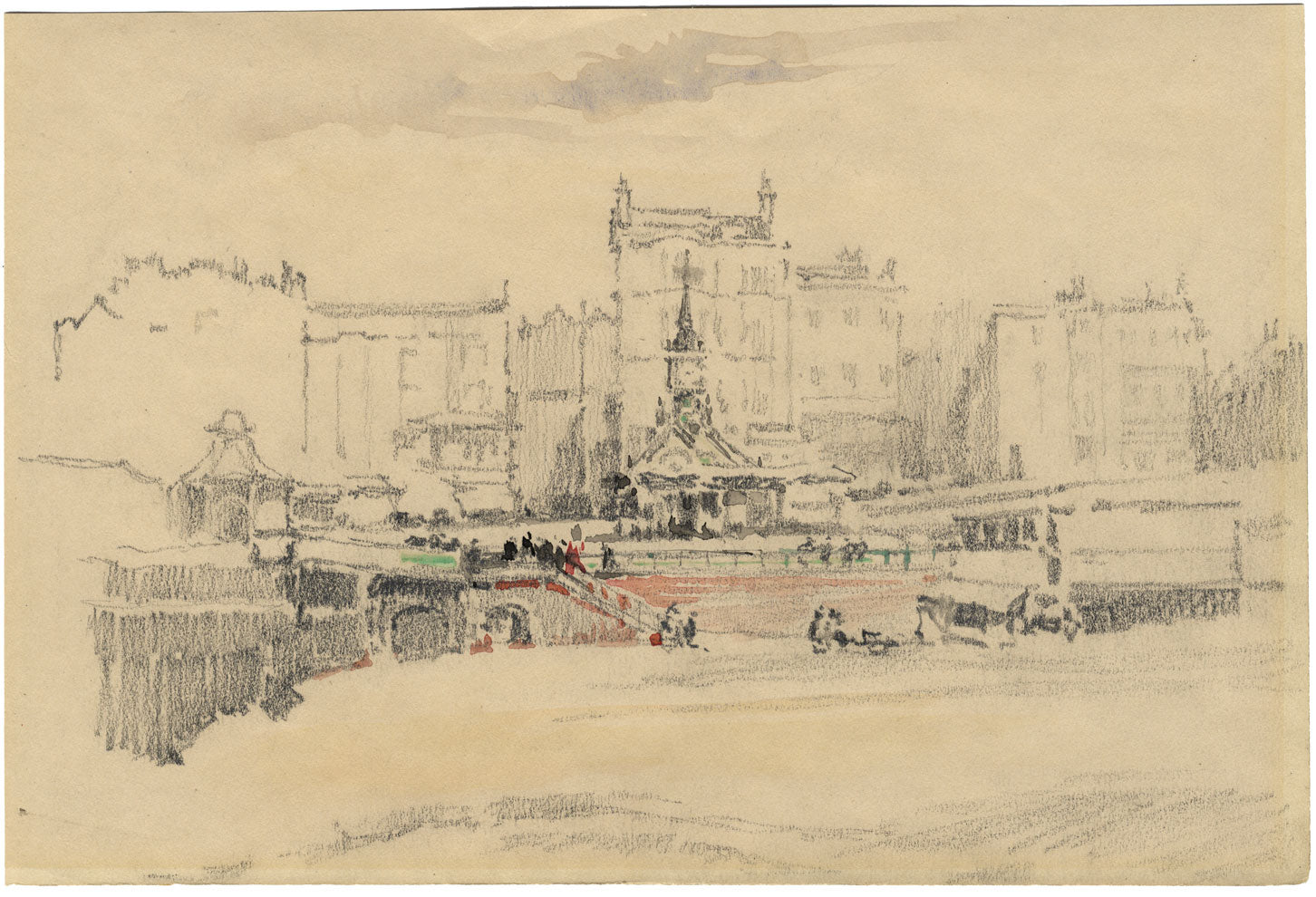 Aquarium, Brighton Seafront – Original c.1900s graphite drawing
