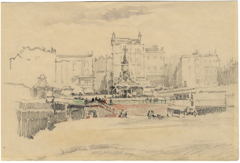 Aquarium, Brighton Seafront – Original c.1900s graphite drawing