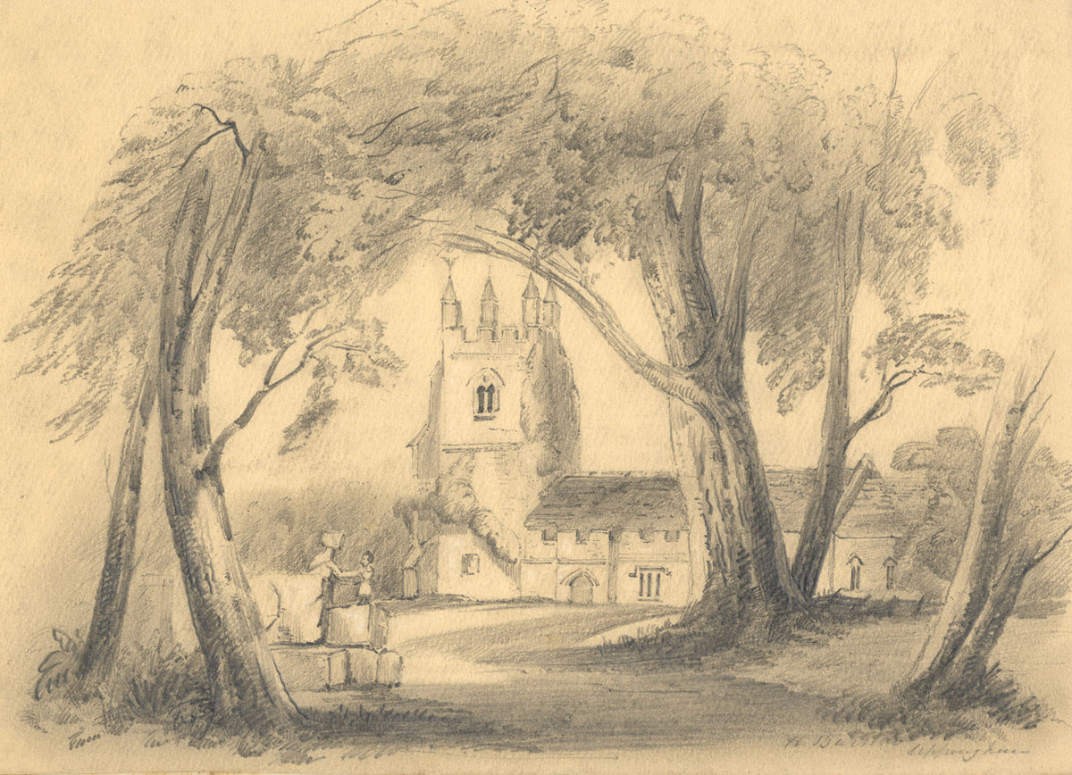 St Swithun's Church, Bathford, Bath – Original mid-19th-century graphite drawing