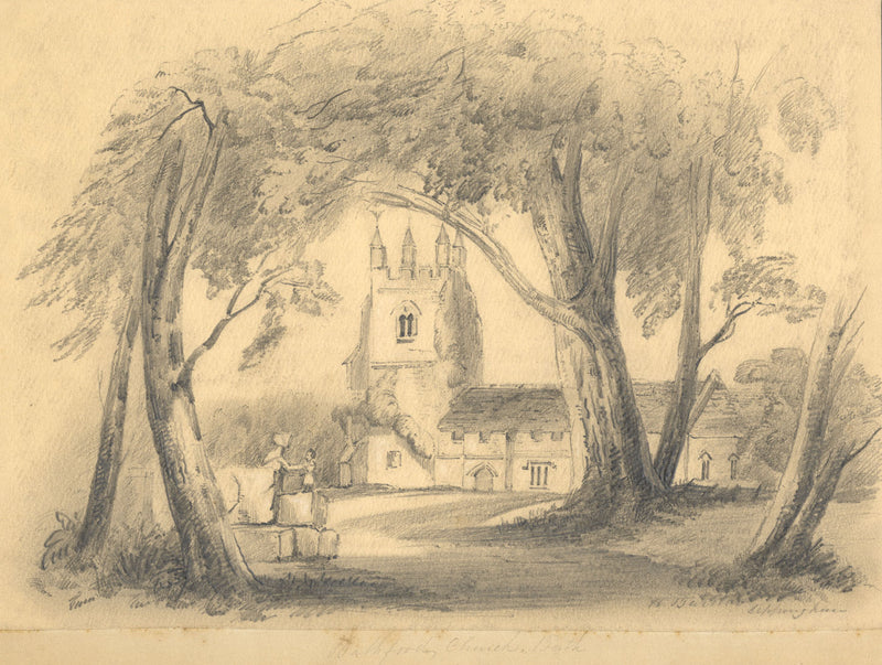 St Swithun's Church, Bathford, Bath – Original mid-19th-century graphite drawing