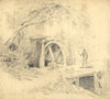 A.M. Yorke, Watermill with Figure – Original 1821 graphite drawing