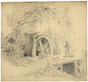 A.M. Yorke, Watermill with Figure – Original 1821 graphite drawing