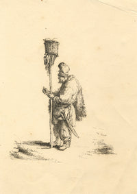 J.J., The Rat-catcher After Jan van Vliet – Original 1837 pen & ink drawing