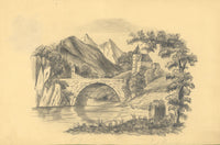 M.A. Harrison, Bridge of St Maurice, Valais, Switzerland – 19th-century drawing