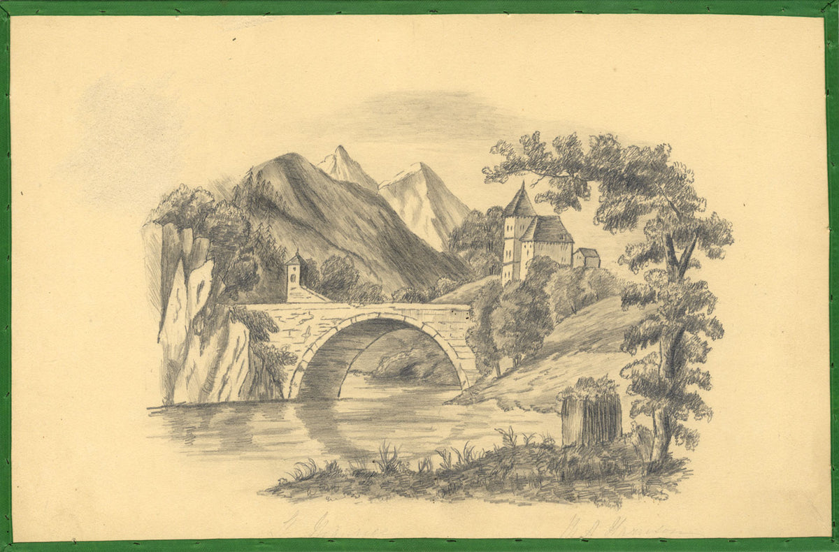 MA Harrison, Ponte di San Maurizio, Vallese, Svizzera – disegno del XIX secolo