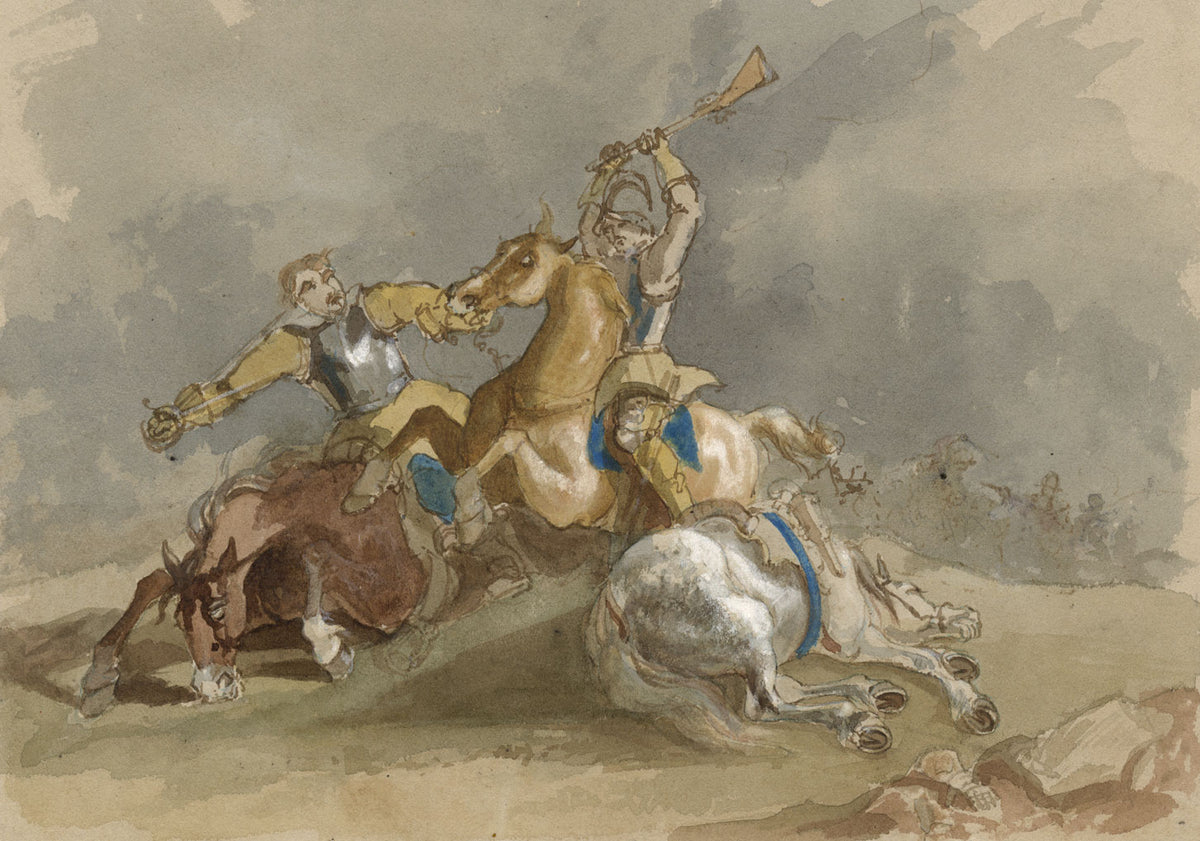 Circle of Abraham Cooper, Civil War Battle Scene–Early 19th-century watercolour