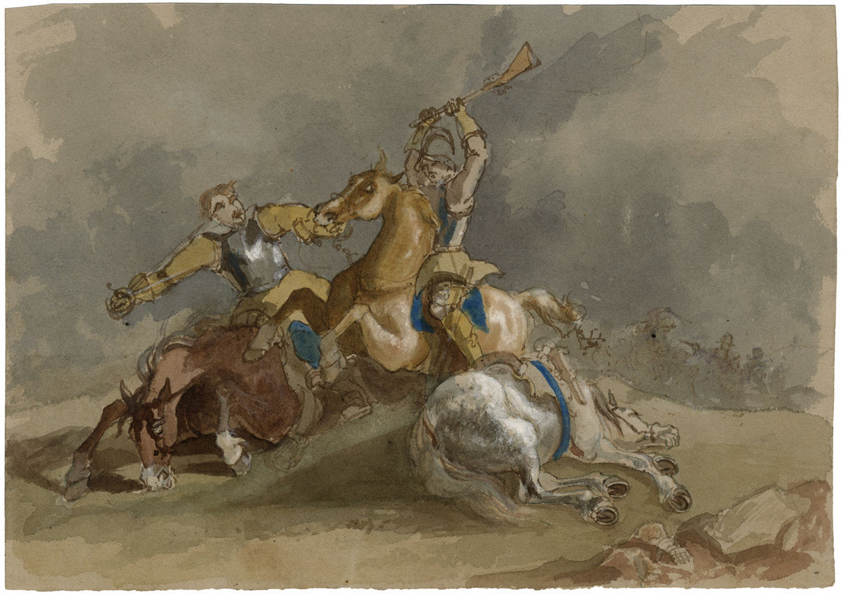 Circle of Abraham Cooper, Civil War Battle Scene–Early 19th-century watercolour