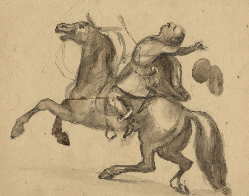 English Civil War Soldier Wounded by Arrow – early 19th-century watercolour