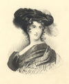 John Burton, Irish Woman in Tartan & Elizabethan Hat – 1831 graphite drawing