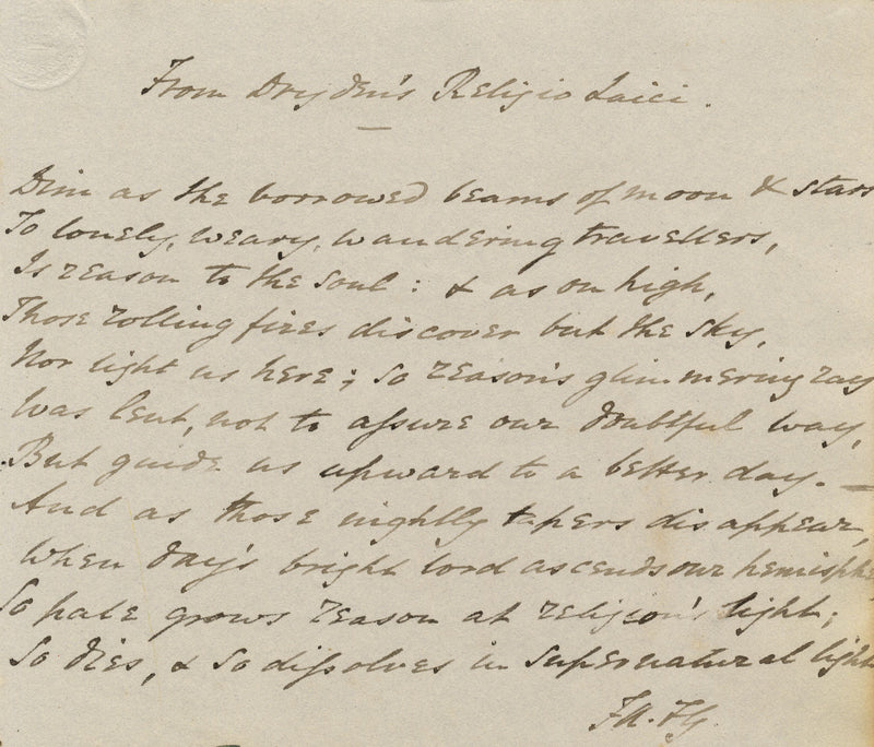 FitzGerald, Handwritten Scroll 'Hope' by Thomas Moore – early C19th watercolour