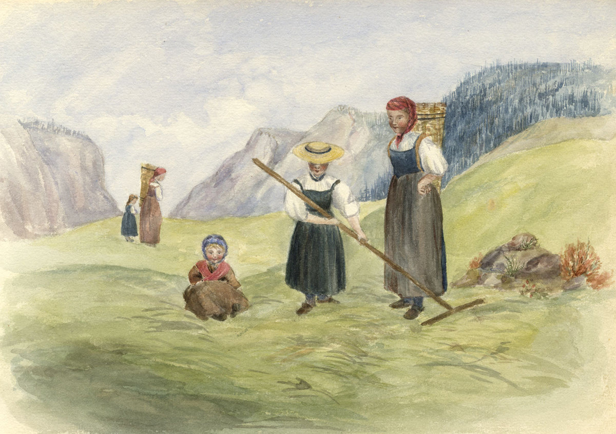 Alpine Children with Pack Baskets