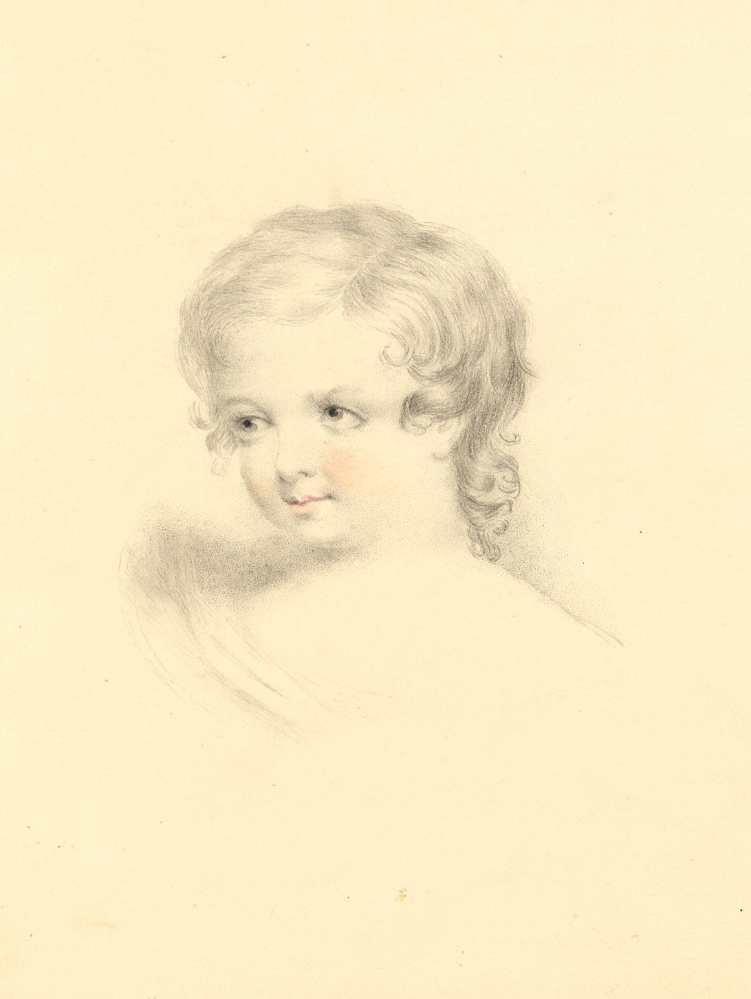 A.M.H., Portrait of a Sweet Young Child – early 19th-century graphite drawing