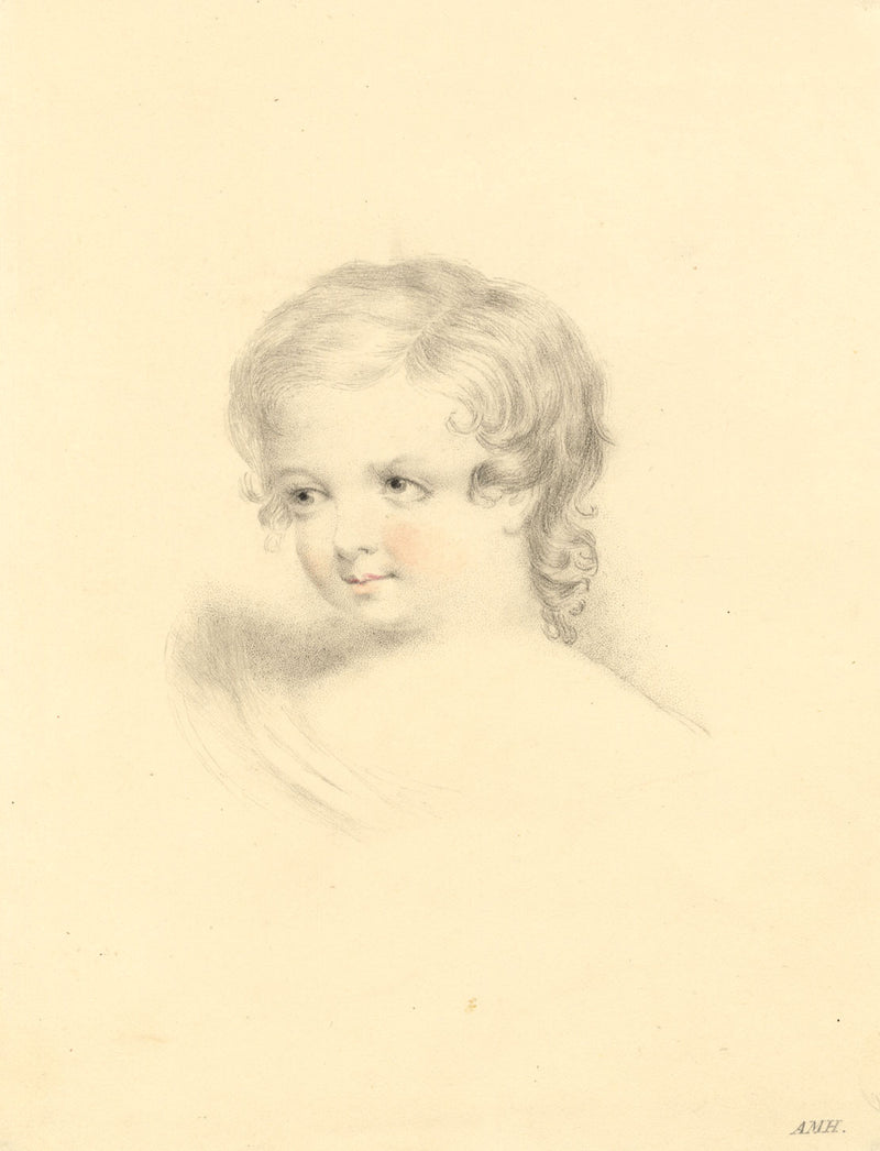 A.M.H., Portrait of a Sweet Young Child – early 19th-century graphite drawing