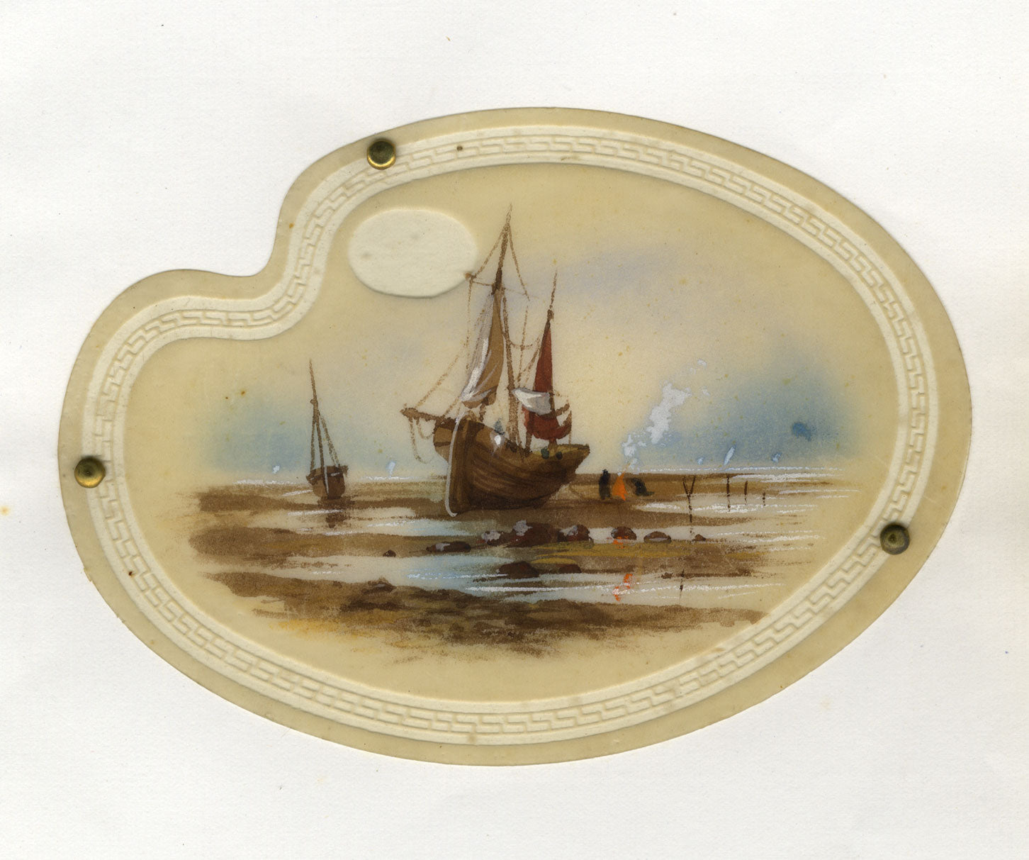 Beached Sailing Boat – Original late 19th-century watercolour painting