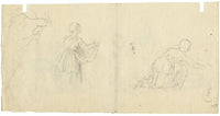Preparatory Studies, Scotsman with Whisky Barrel–c1800 graphite/charcoal drawing