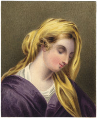 Ritratto di una signora con uno scialle in testa – Dipinto ad acquerello originale del 1830 circa