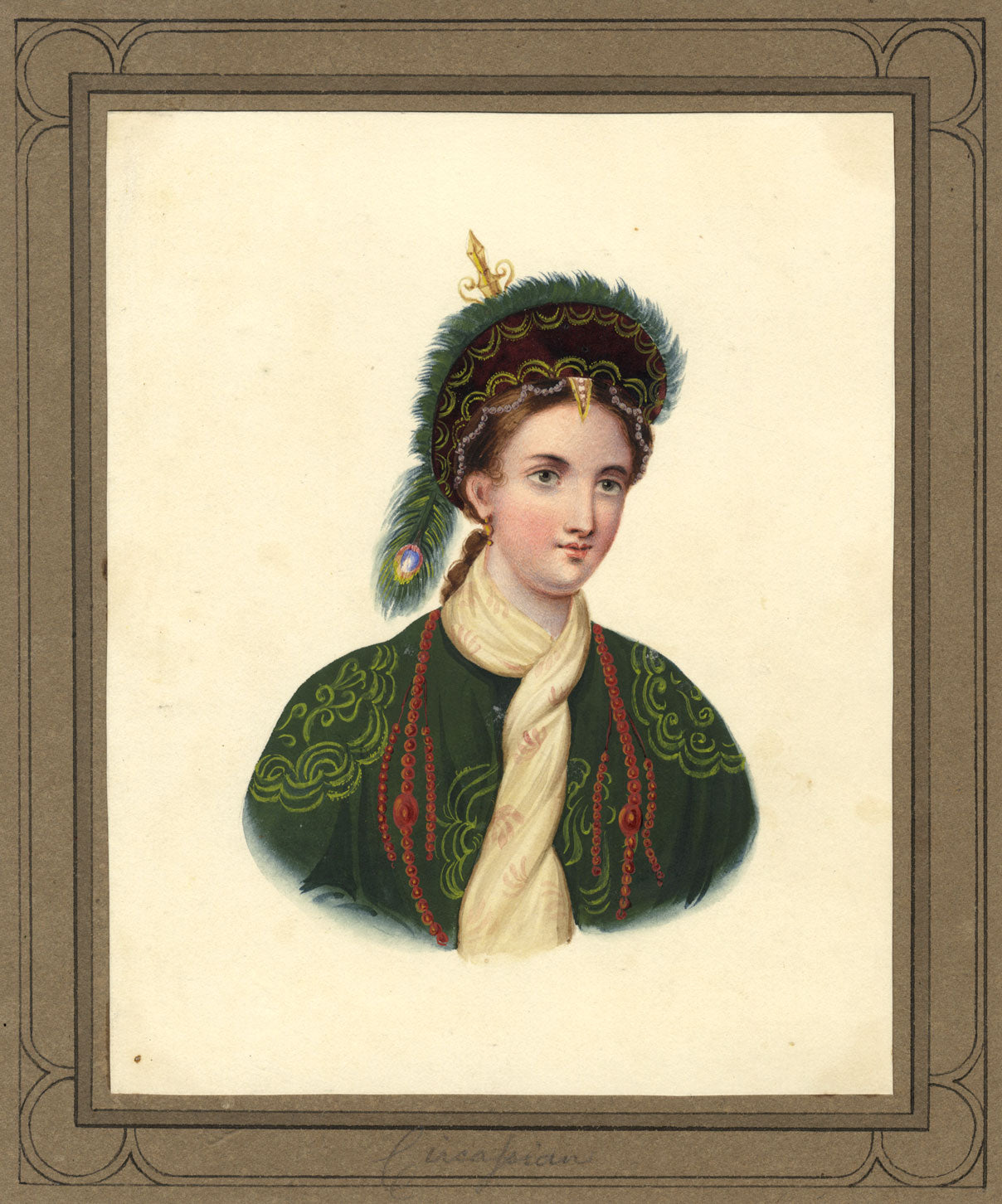 F. Fry, Portrait of a Circassian Woman – Original c.1830 watercolour painting