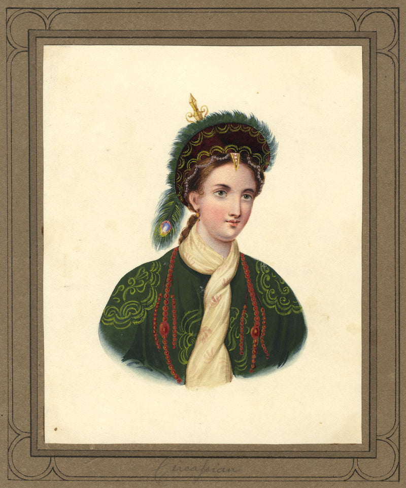 F. Fry, Portrait of a Circassian Woman – Original c.1830 watercolour painting