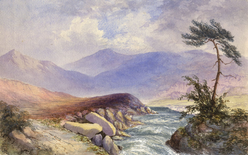 Picturesque Mountain Landscape with Stream – early 19th-century watercolour