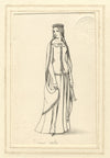 Medieval Lady c.1360 from a Monumental Brass – c.1830s pen & ink drawing