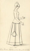 Medieval Lady c.1410 from a Royal Manuscript – c.1830s pen & ink drawing
