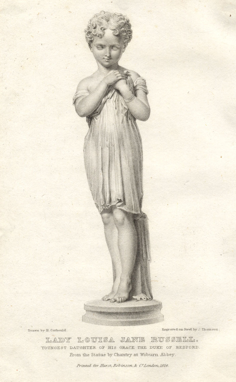 J. Thomson, Lady Louisa Jane Russell, Sculpture as a Young Girl – 1826 engraving