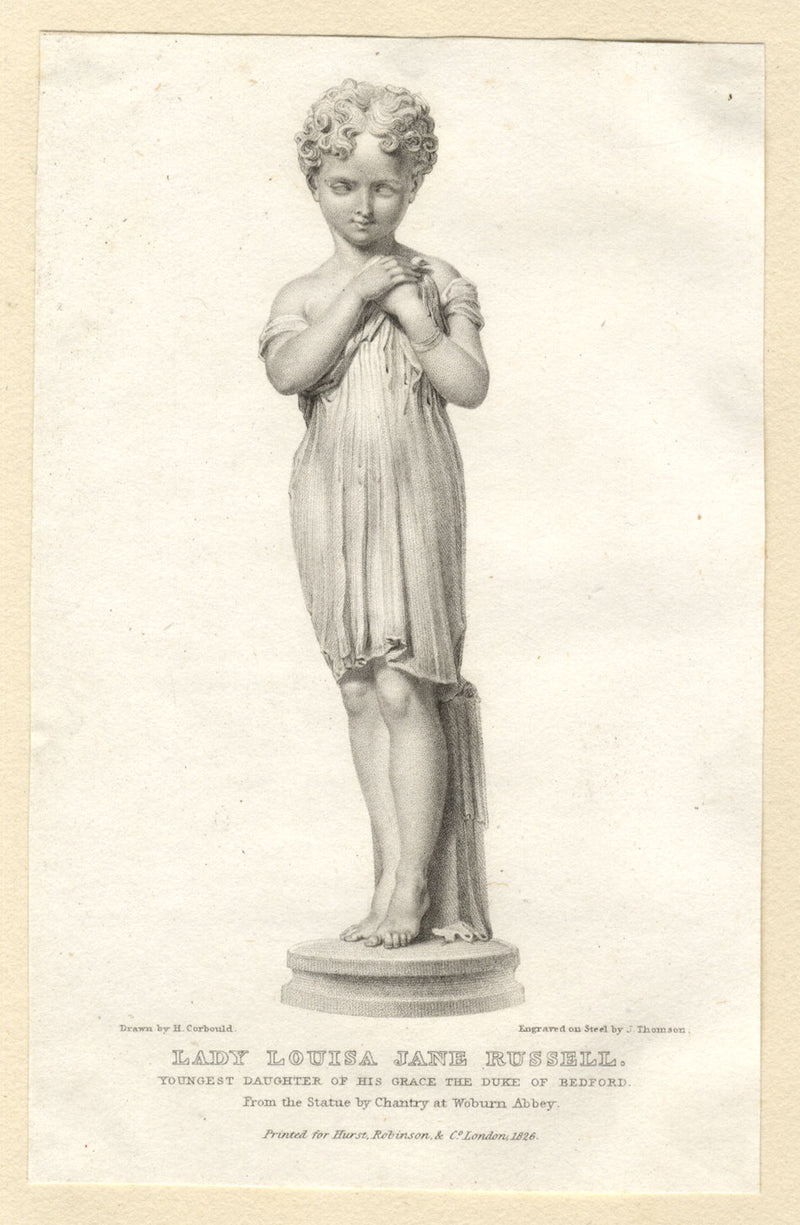 J. Thomson, Lady Louisa Jane Russell, Sculpture as a Young Girl – 1826 engraving