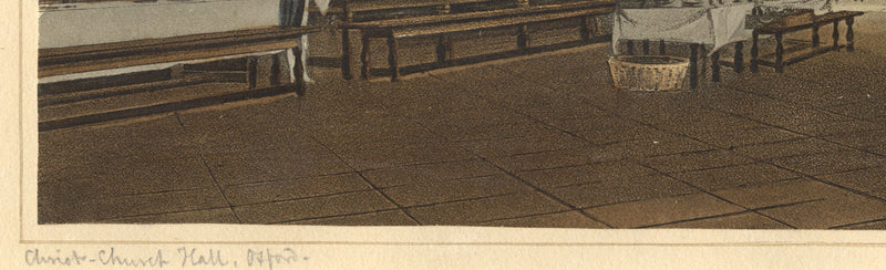 Interior of Christchurch Hall, Oxford – early C19th hand-coloured engraving