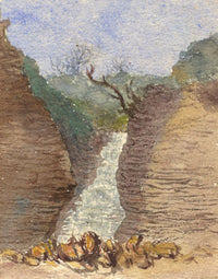 E. Venis, Waterfall, Ecclesbourne Glen, Hastings – late 19th-century watercolour