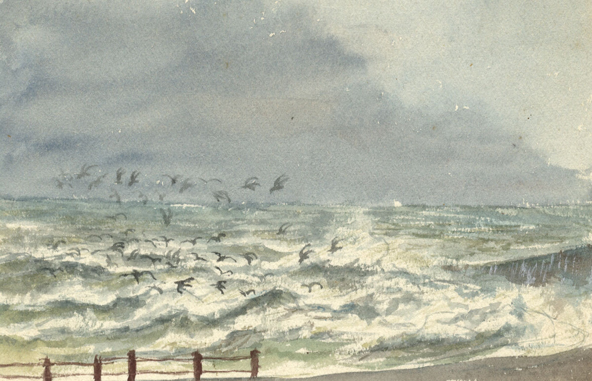 E. Venis, Fishing Luggers, Stade Beach, Hastings – late 19th-century watercolour