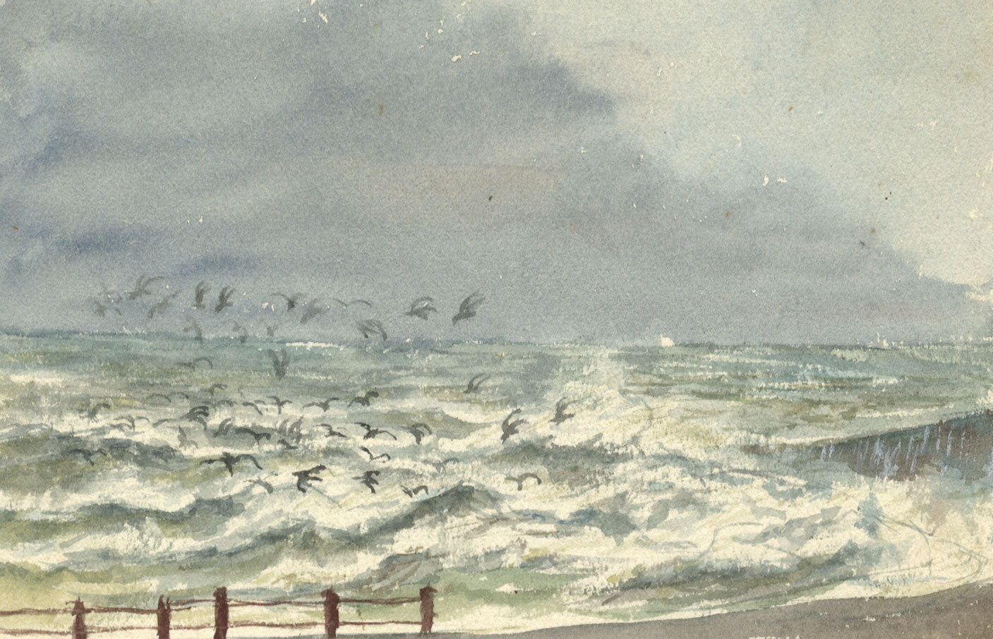 E. Venis, Fishing Luggers, Stade Beach, Hastings – late 19th-century watercolour