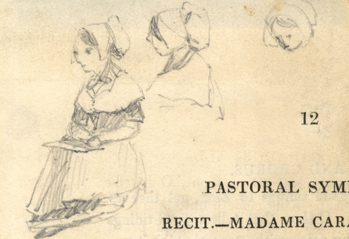 John Henry Mole VPRI, Girl in Bonnet – Miniature mid-C19th graphite drawing