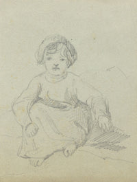 John Henry Mole VPRI, Sweet Young Girl – Miniature mid-C19th graphite drawing